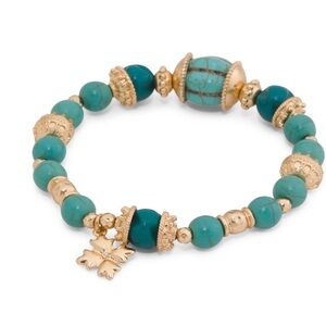 Patricia Nash Teal Bead Stretch Bracelet
